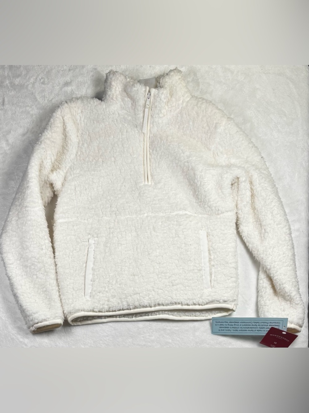 Wondershop M (8) Girls Fleece Sleepwear In Soft White Plush quarter zip  NWT